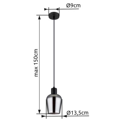 Globo - Suspension filaire 1xE27/40W/230V d. 13,5 cm noir
