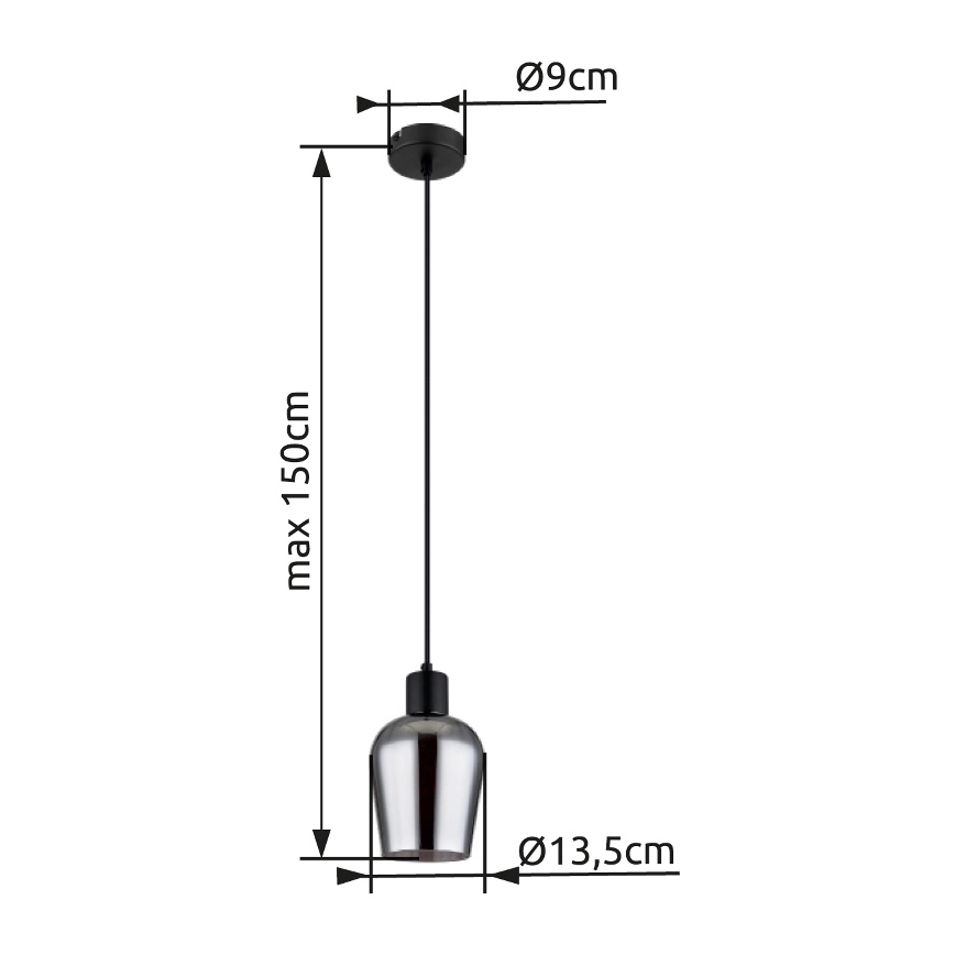 Globo - Suspension filaire 1xE27/40W/230V d. 13,5 cm noir