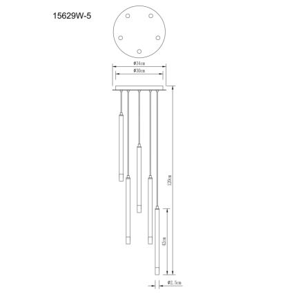 Globo - Suspension filaire 5xG9/4W/230V d. 34 cm