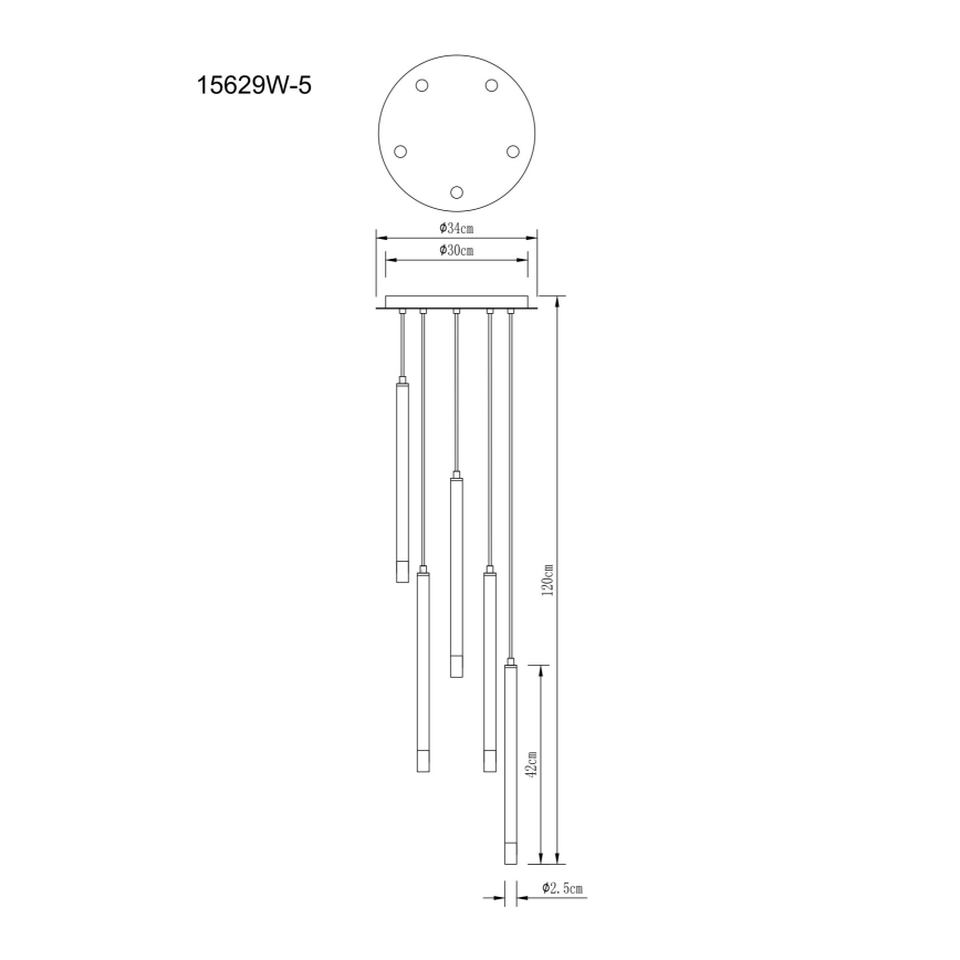Globo - Suspension filaire 5xG9/4W/230V d. 34 cm