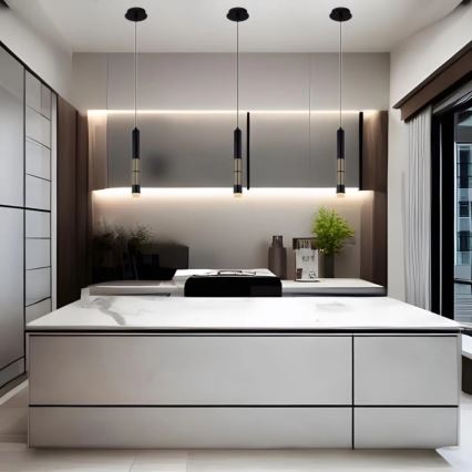 Globo - Suspension sur câble LED/12W/230V 3000K noir