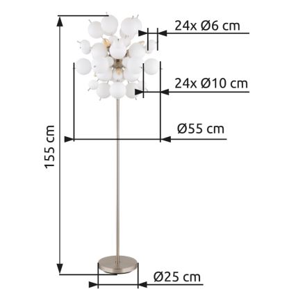Globo - Lampadaire 6xE14/25W/230V blanc