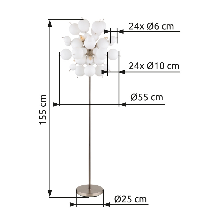Globo - Lampadaire 6xE14/25W/230V blanc