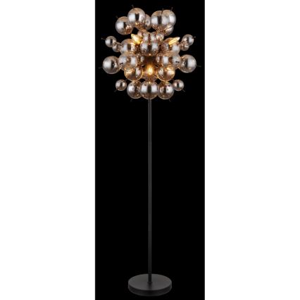 Globo - Lampadaire 6xE14/25W/230V noir/fumé