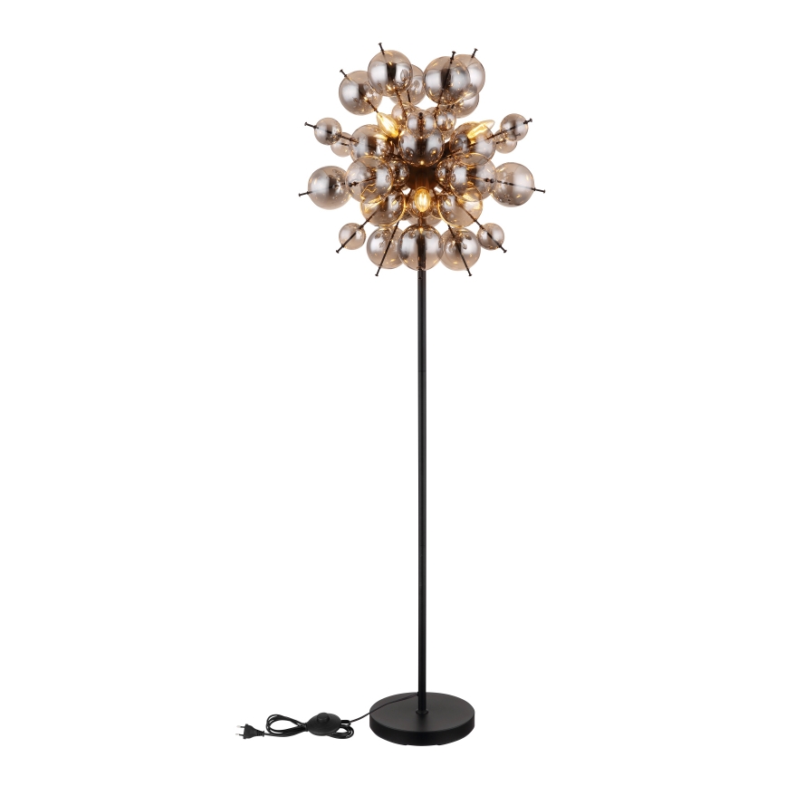 Globo - Lampadaire 6xE14/25W/230V noir/fumé
