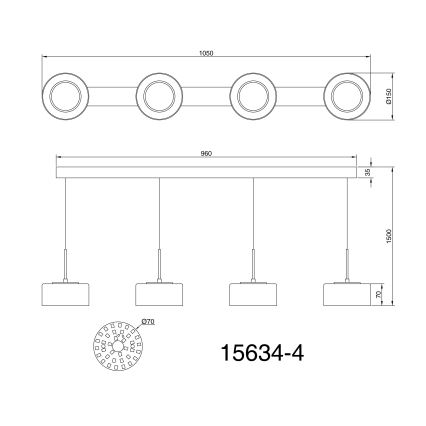 Globo - Suspension filaire 4xLED/8W/230V