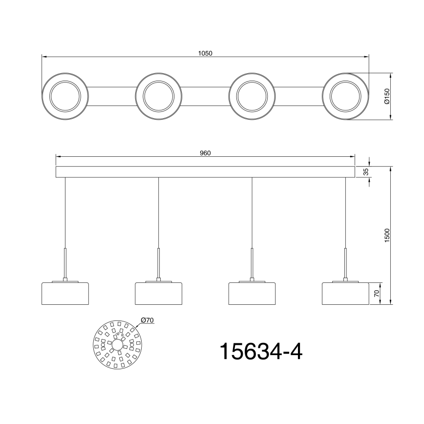 Globo - Suspension filaire 4xLED/8W/230V