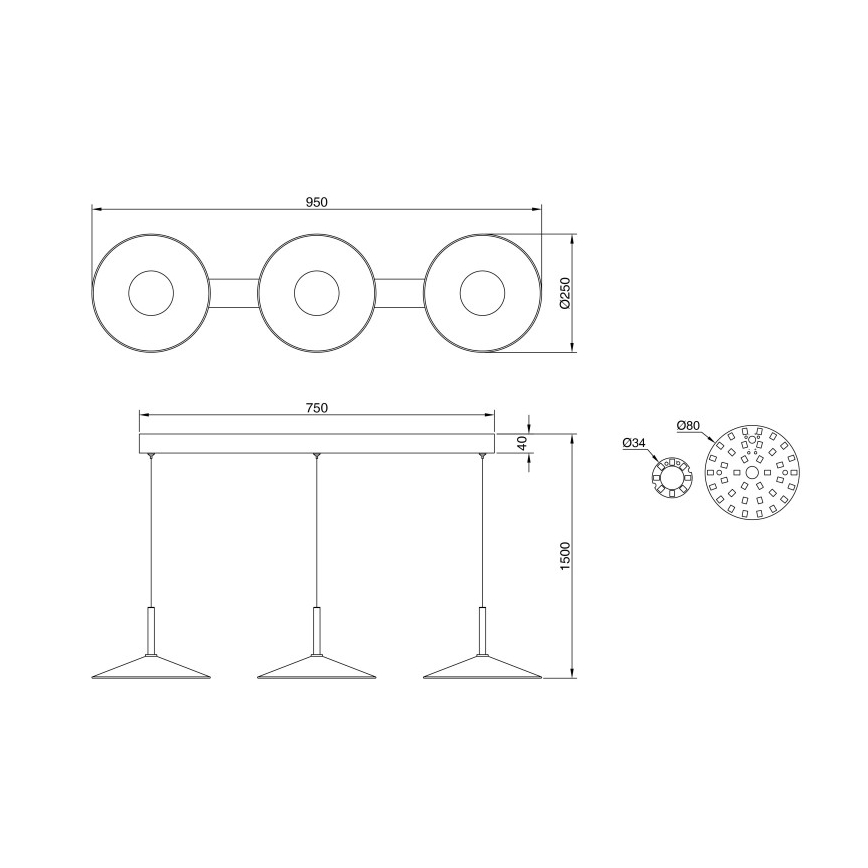 Globo - Suspension LED sur câble LED/24W/230V 4000K noir