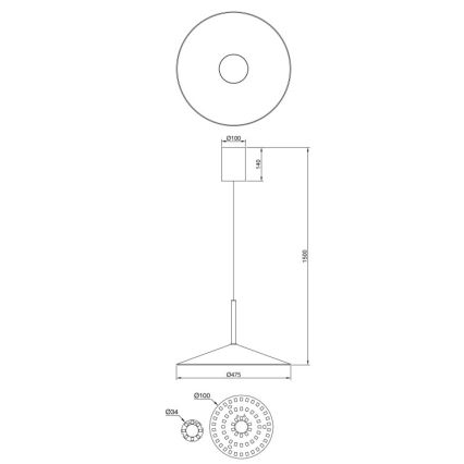 Globo - Suspension LED sur câble, 18W, 230V, 4000K, noire
