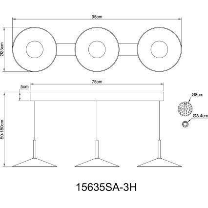 Globo - Lustre LED suspendu par câble LED/24W/230V 4000K crème
