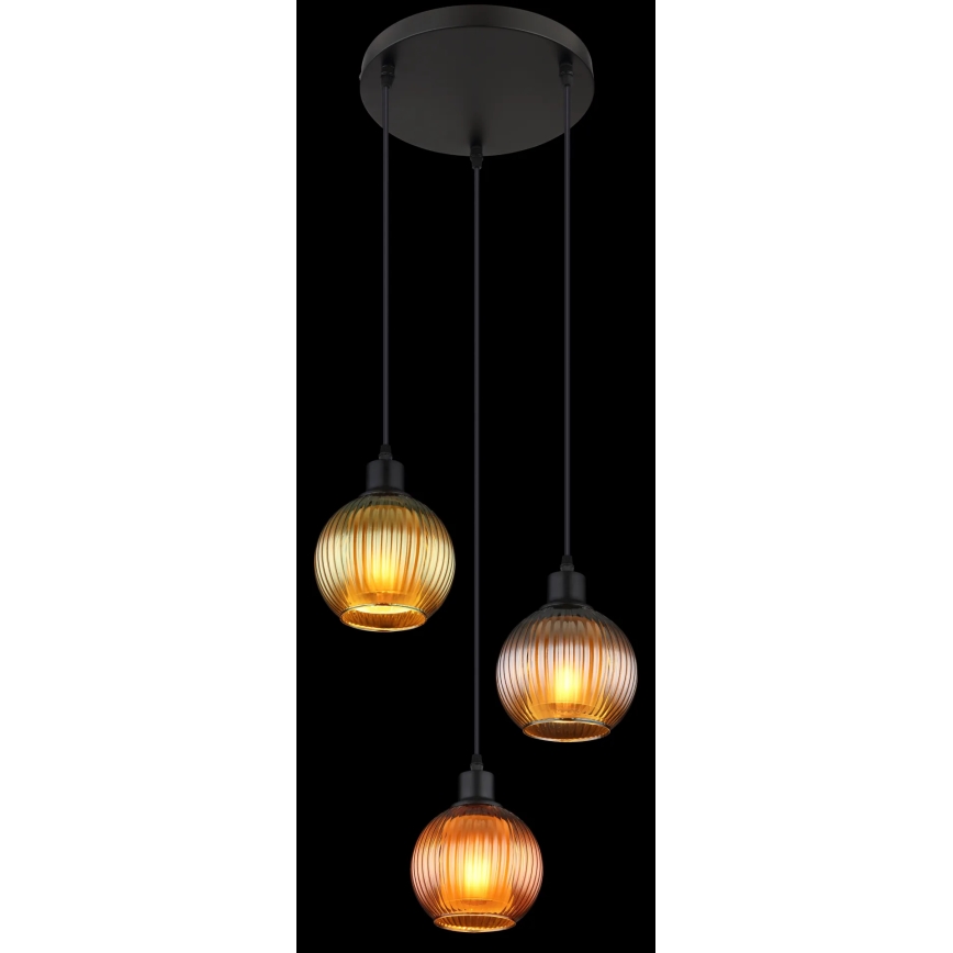 Globo - Suspension filaire 3xE27/25W/230V d. 36 cm cuivre/vert/bleu