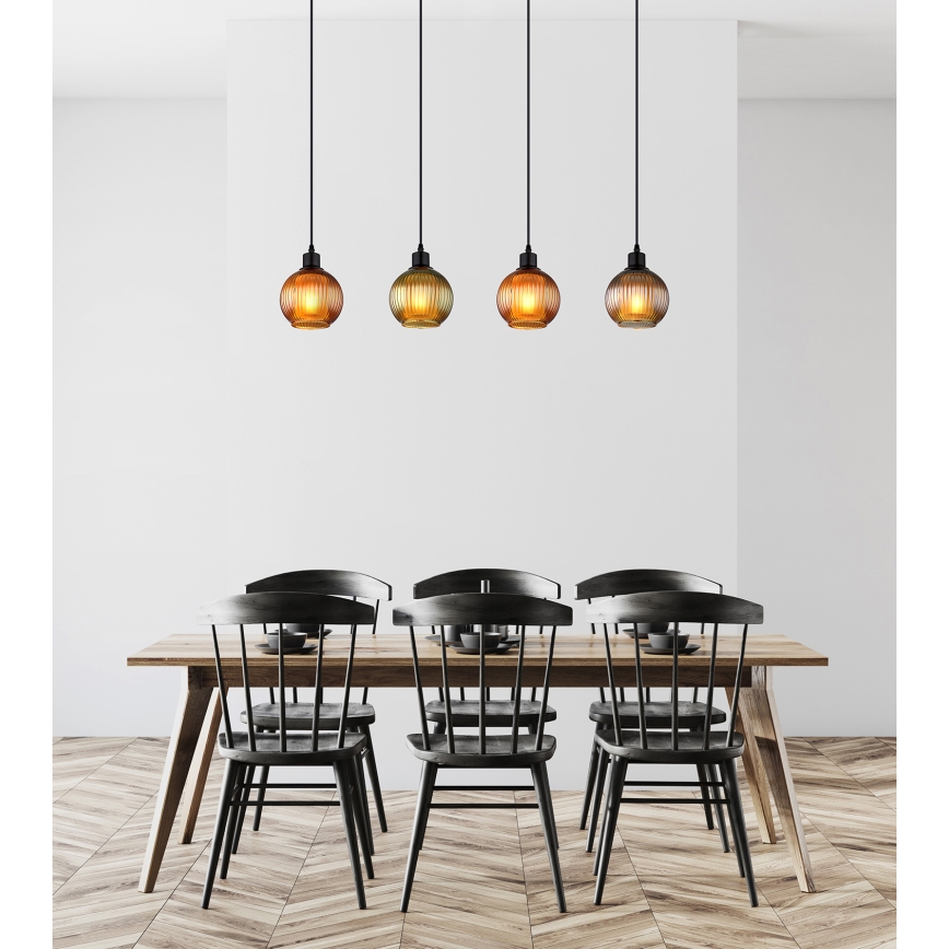 Globo - Suspension filaire 4xE27/25W/230V cuivre/vert/bleu