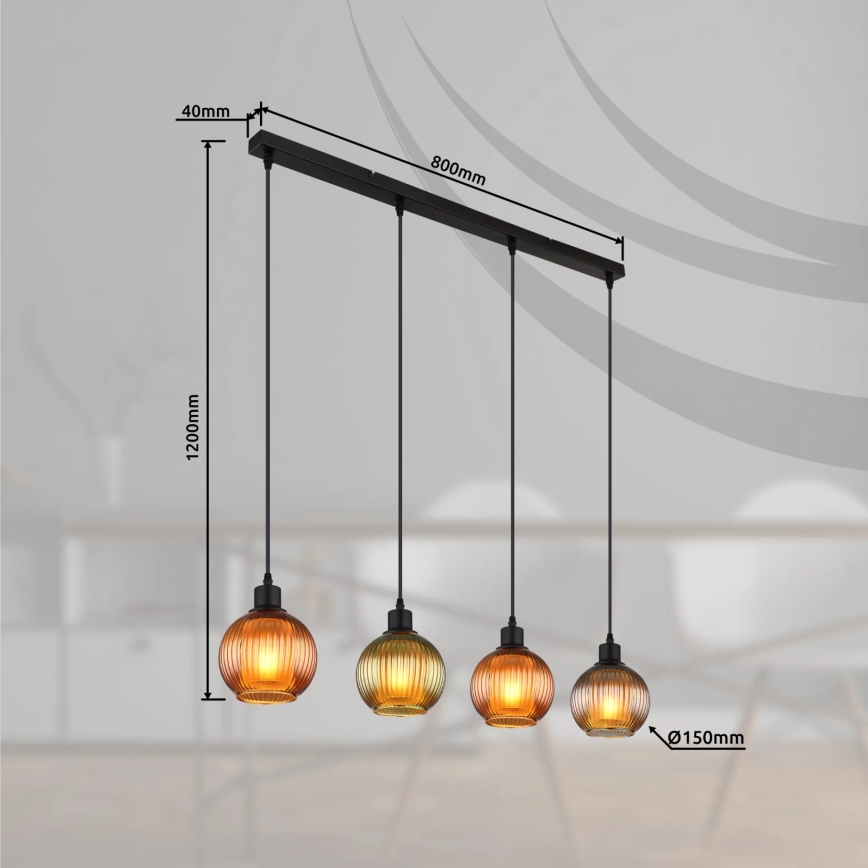 Globo - Suspension filaire 4xE27/25W/230V cuivre/vert/bleu