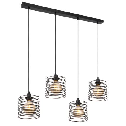 Globo 15640-4H - Suspension sur câble TILLY 4xE27/60W/230V noir