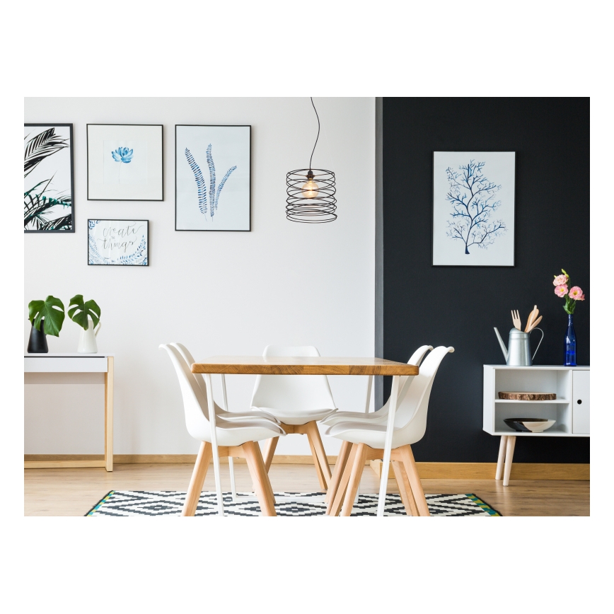 Globo 15640H - Suspension sur câble TILLY 1xE27/60W/230V, noire