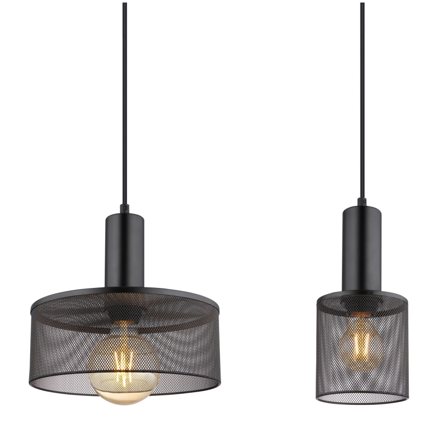 Globo - Suspension filaire 4xE27/60W/230V noir