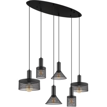 Globo 15648-6H - Suspension à câble JEDD 6xE27/60W/230V noire