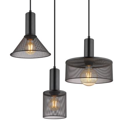 Globo 15648-6H - Suspension à câble JEDD 6xE27/60W/230V noire