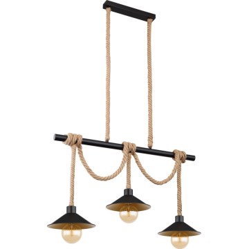 Globo 15690-3H - Suspension sur câble DIANA 3xE27/60W/230V noire