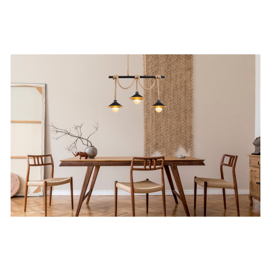 Globo 15690-3H - Suspension sur câble DIANA 3xE27/60W/230V noire