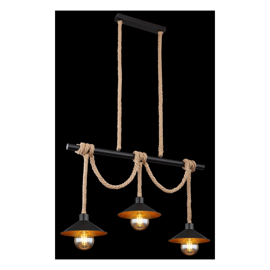 Globo 15690-3H - Suspension sur câble DIANA 3xE27/60W/230V noire