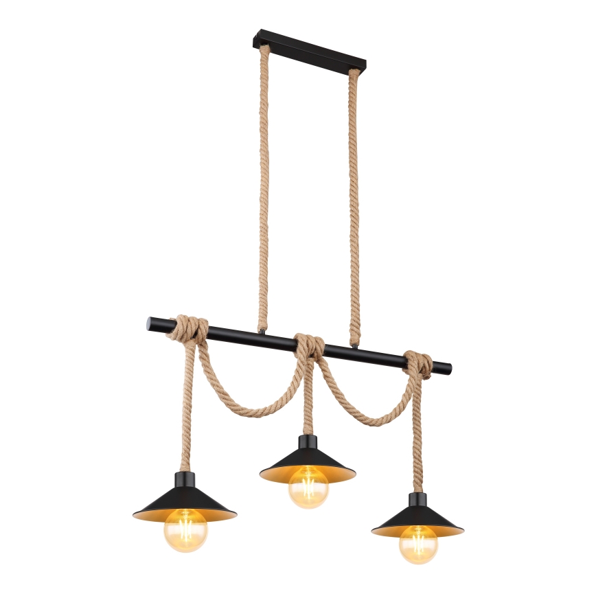 Globo 15690-3H - Suspension sur câble DIANA 3xE27/60W/230V noire