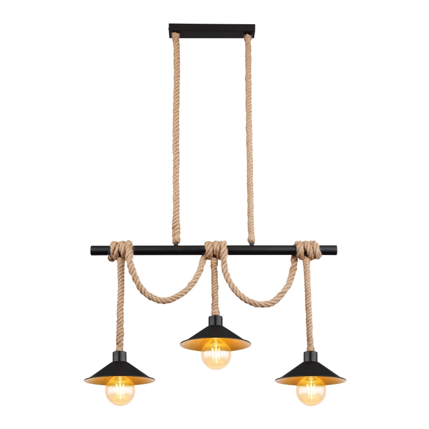 Globo 15690-3H - Suspension sur câble DIANA 3xE27/60W/230V noire