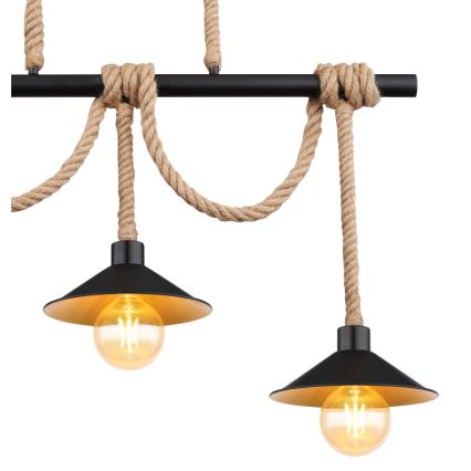 Globo 15690-3H - Suspension sur câble DIANA 3xE27/60W/230V noire