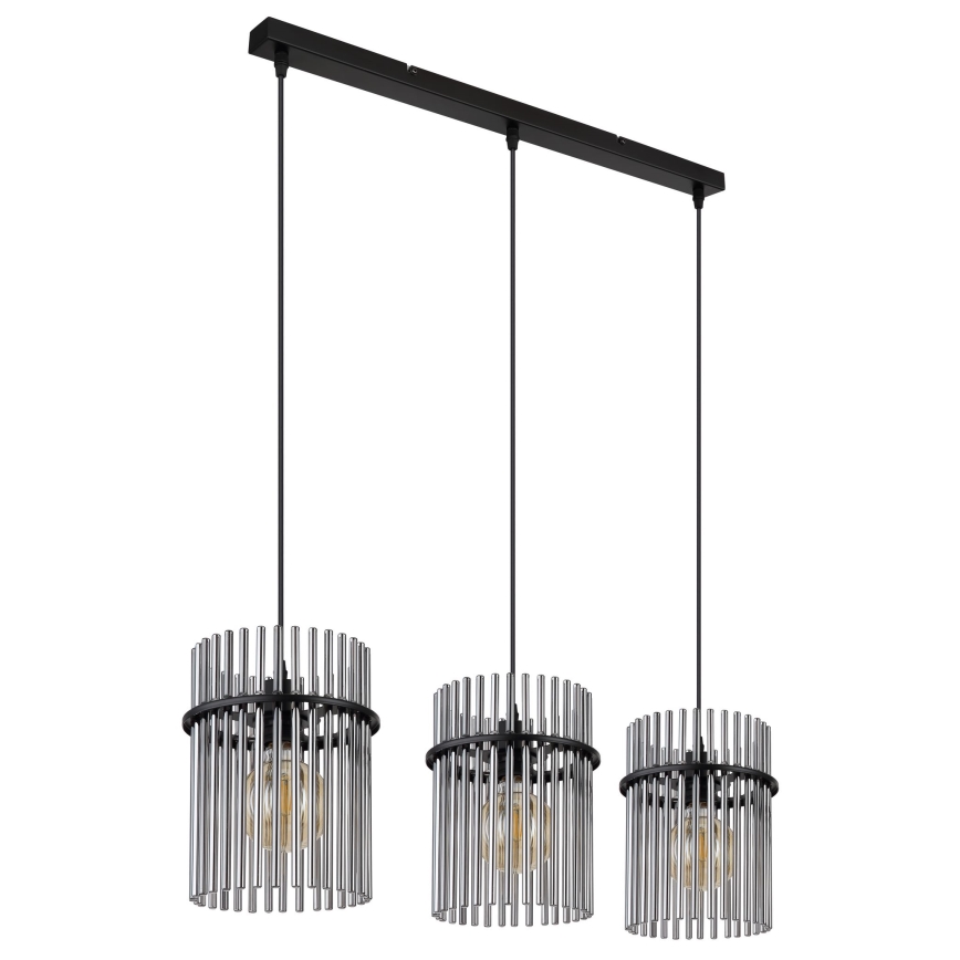 Globo - Suspension filaire 3xE27/60W/230V noir