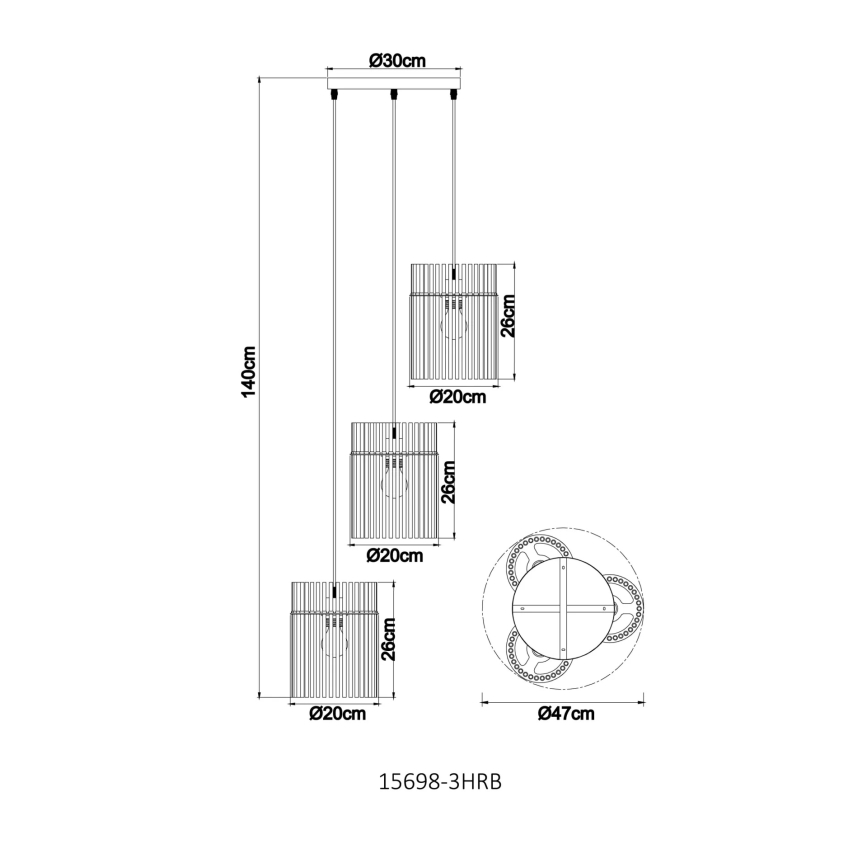 Globo - Suspension à câble 3xE27/60W/230V