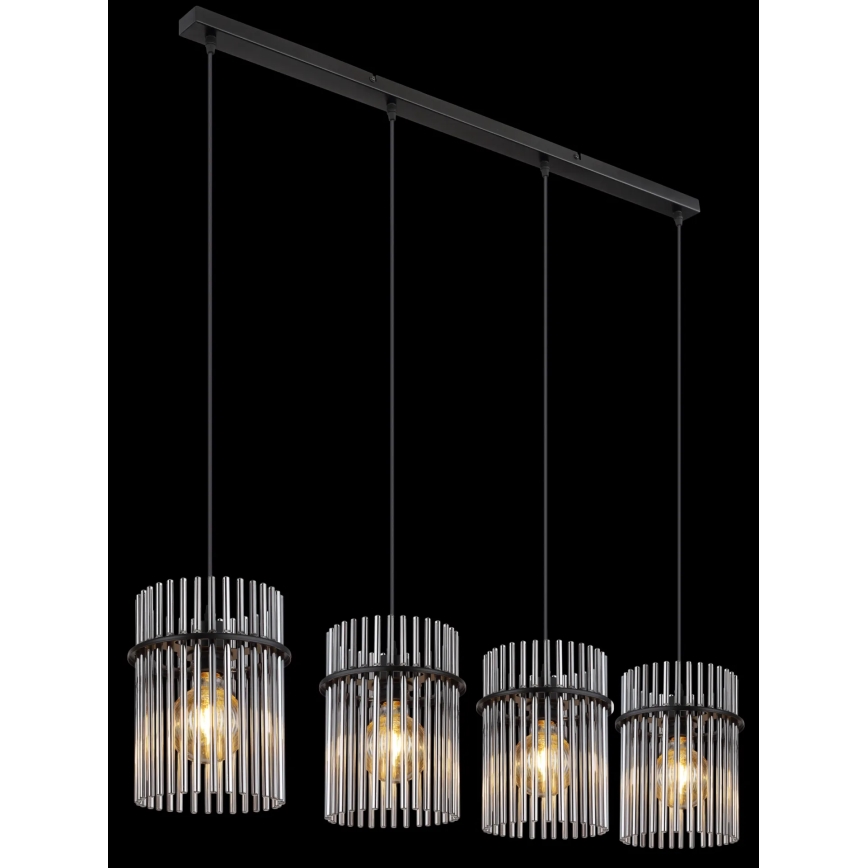 Globo - Suspension filaire 4xE27/60W/230V noir