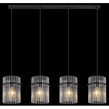 Globo - Suspension filaire 4xE27/60W/230V noir