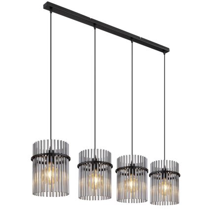 Globo - Suspension filaire 4xE27/60W/230V noir