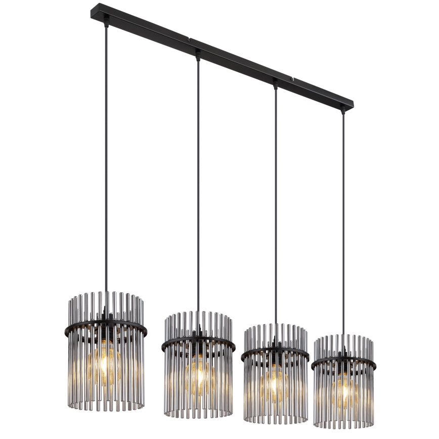 Globo - Suspension filaire 4xE27/60W/230V noir