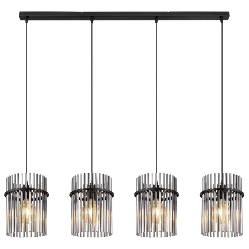 Globo - Suspension filaire 4xE27/60W/230V noir
