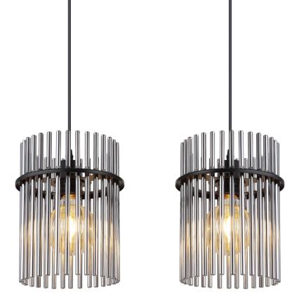 Globo - Suspension filaire 4xE27/60W/230V noir