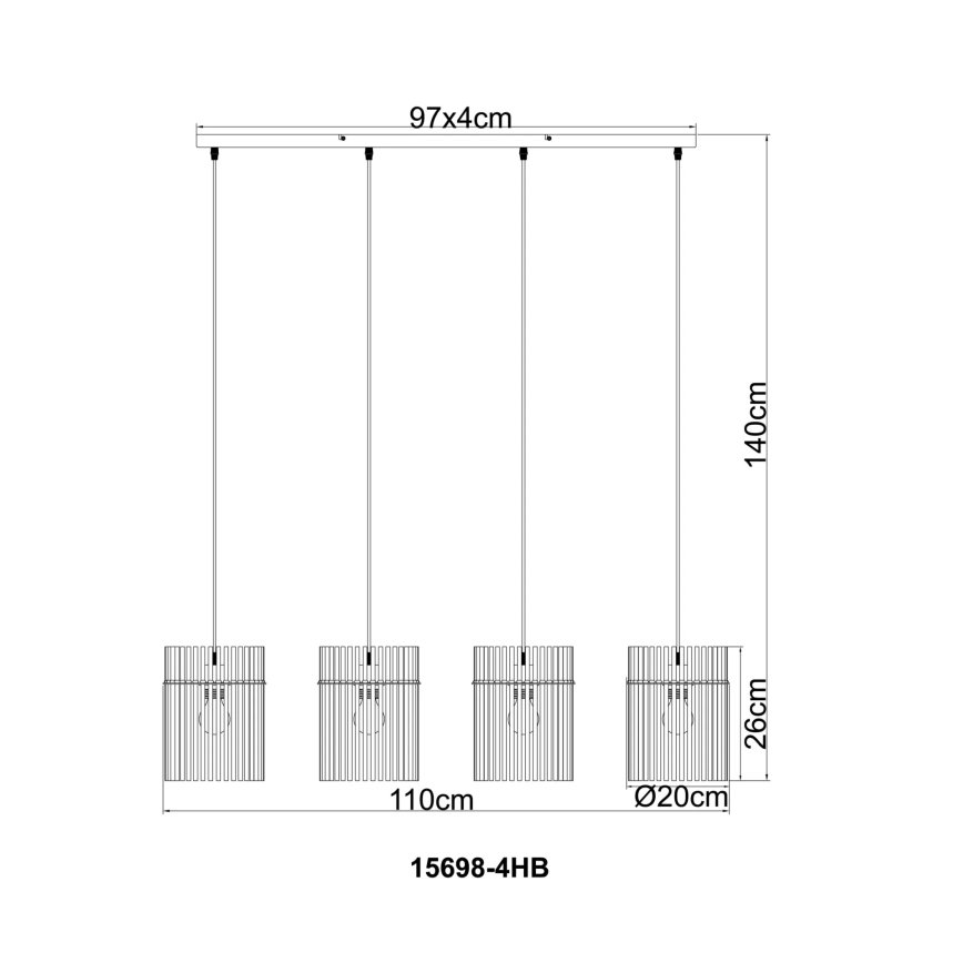 Globo - Lustre suspendu sur câble 4xE27/60W/230V