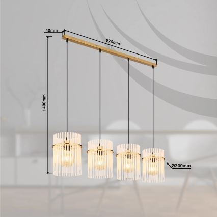 Globo - Suspension filaire 4xE27/60W/230V doré