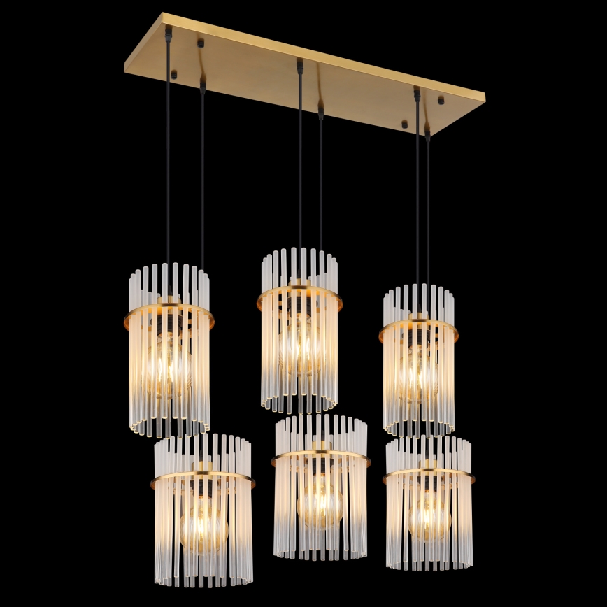 Globo - Suspension sur câble 6xE27/60W/230V dorée