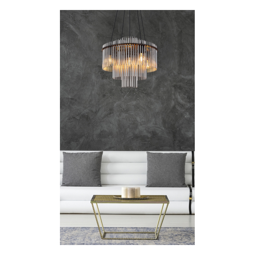 Globo - Suspension sur câble 5xE27/60W/230V noire