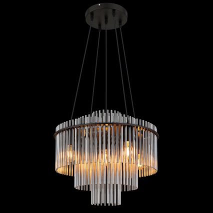 Globo - Suspension sur câble 5xE27/60W/230V noire