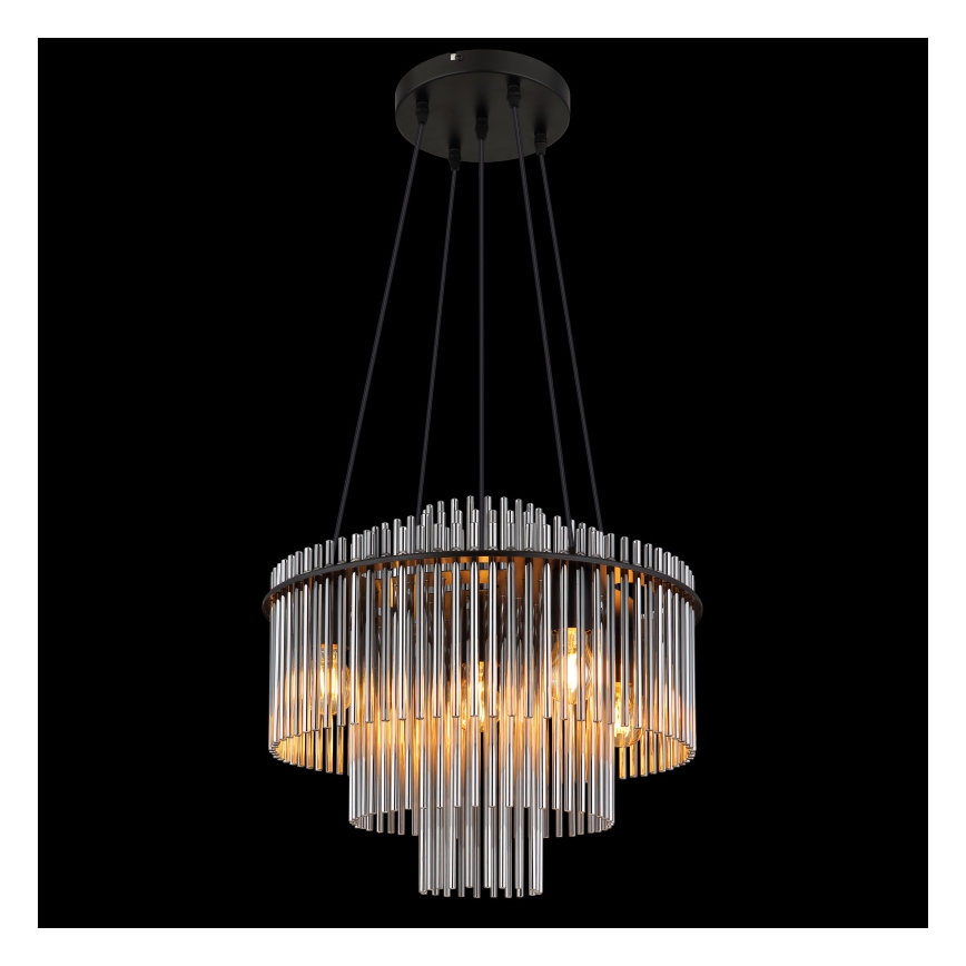 Globo - Suspension sur câble 5xE27/60W/230V noire