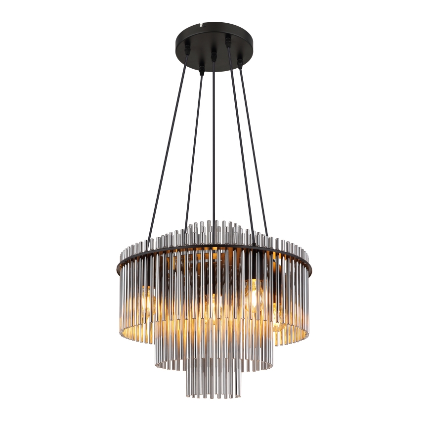 Globo - Suspension sur câble 5xE27/60W/230V noire