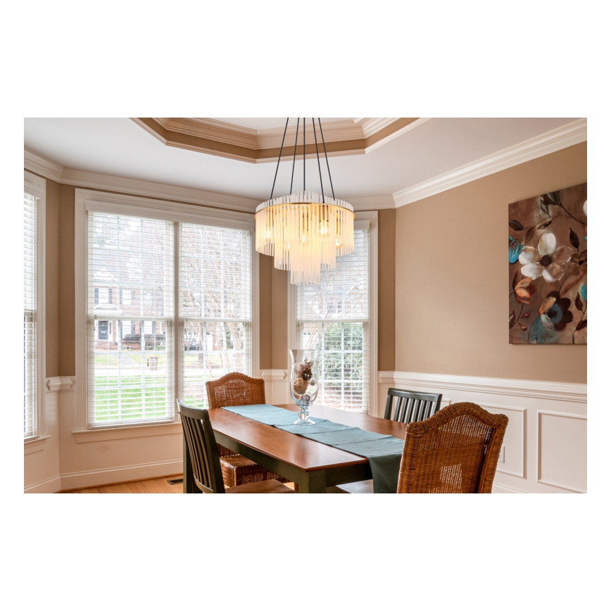Globo - Suspension sur câble 5xE27/60W/230V dorée