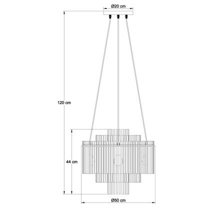 Globo - Suspension sur câble 5xE27/60W/230V dorée
