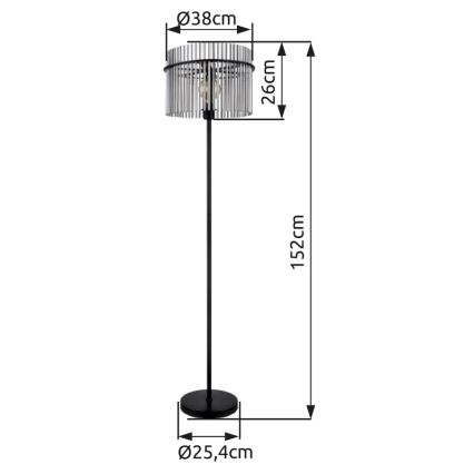 Globo - Lampadaire 1xE27/60W/230V noir