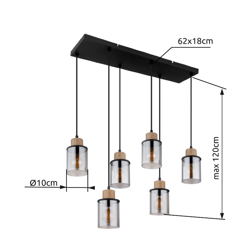 Globo - Suspension filaire 6xE27/15W/230V