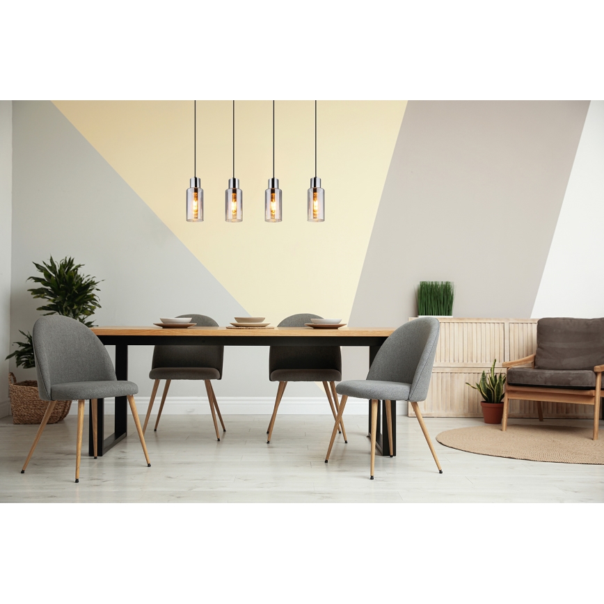 Globo - Suspension filaire 4xE27/25W/230V noir