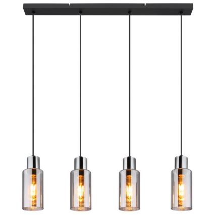 Globo - Suspension filaire 4xE27/25W/230V noir