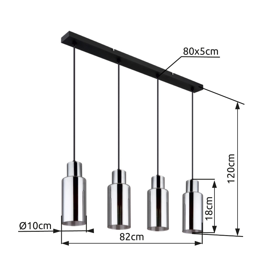 Globo - Suspension filaire 4xE27/25W/230V noir